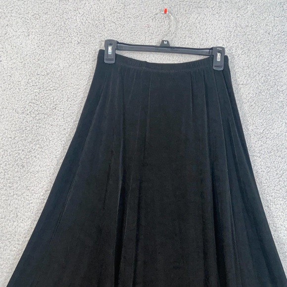 Chico's Skirt Womens 1 Black Casual Pleated Pull On Elastic Waist Solid Maxi - Picture 13 of 15